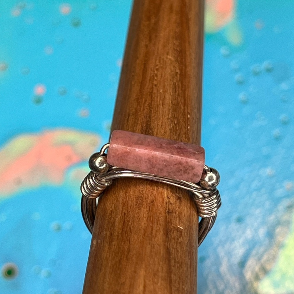 Rhodochrosite Wire Ring Size 4